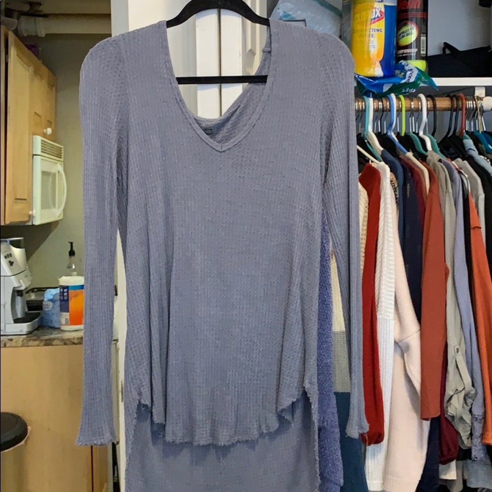 Waffle knit long tee
